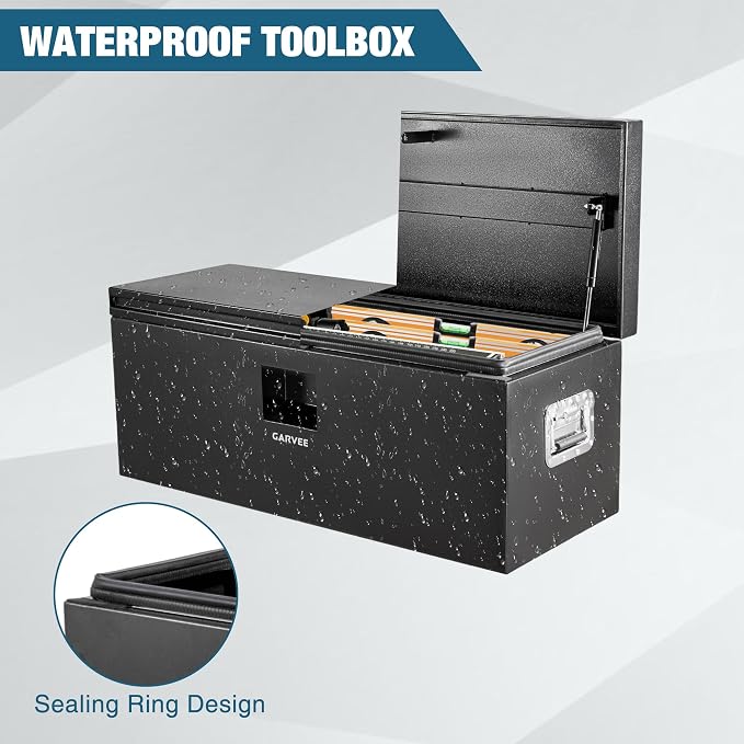 Garvee 30 in Black Steel Truck Bed Tool Box, Trailer Tongue Box, Truck Storage Organizer Tool Chest For Truck Bed, RV, Trailer