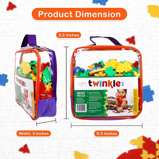Interlocking Puzzle Toy | Big Pieces |Great for Occupational Therapy and Fine Motor Skill Development | Build STEM Skills at Home |Car Road Trip Pocket Game | Ages 3 and up |Toddler Fun