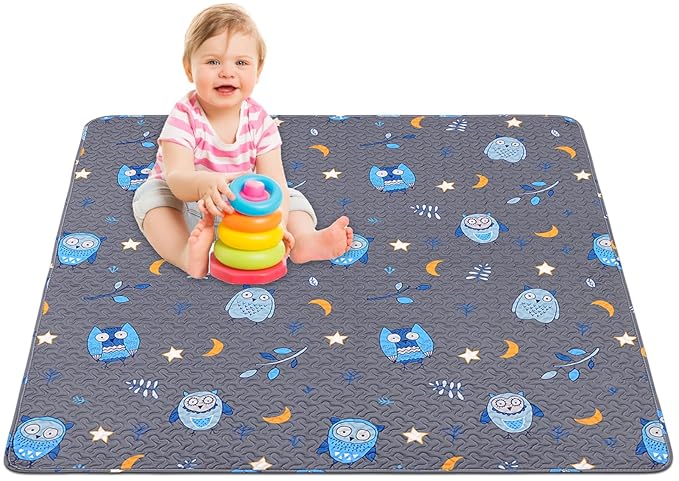 Machine Washable Baby Floor Play Mat 50x50”, Non Slip One-Piece Baby Crawling Mats for Tummy Time, Portable Playpen Mat Playmat for Babies Infants and Toddlers