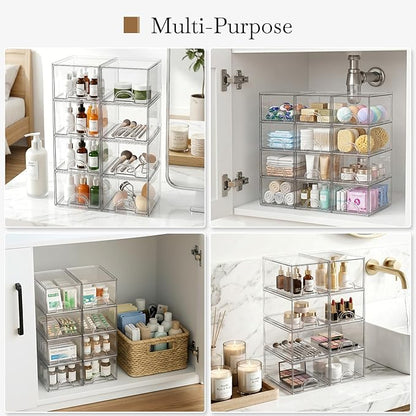8 Pack Small Clear Stackable Acrylic Storage Boxes Storage Drawers, Storage
