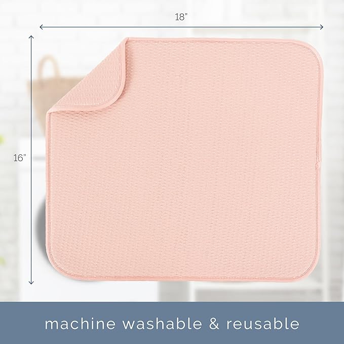 S&T INC. Dish Drying Mat, 16” x 18”, Absorbent Microfiber Kitchen Counter Mat