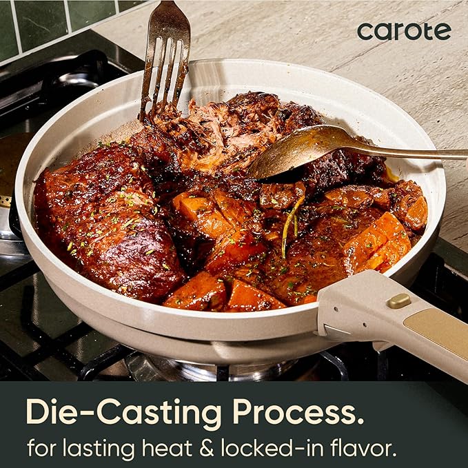 CAROTE 18 Pcs Ceramic Cookware Set Titanium Nonstick