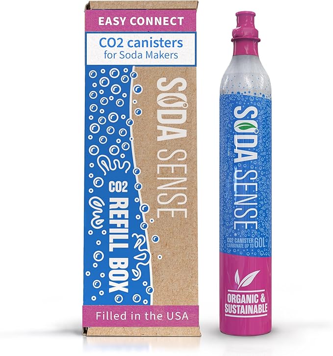 Soda Sense Easy Connect 60L CO2 Exchange Canister – 1 Pack, Replacement for Quick Connect Cylinder – Compatible with SodaStream PINK Snap-On Machines ONLY, Including ART, TERRA, ENSO & DUO