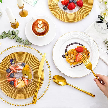 KINGSTONE Gold Silverware Set, 60-Piece Forged Flatware Set Cutlery Set Premium Stainless Steel, Service for 12, for Kitchen, Home, Wedding, Party, Mirror Polished and Dishwasher Safe