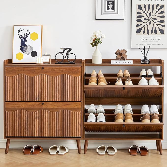BERRYMERRY 31.5” Fluted Shoe Storage Cabinet
