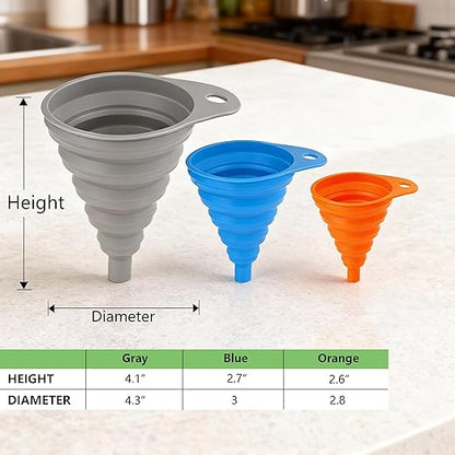 6 Pcs Funnels for Kitchen Use Filling Bottles, Silicone Funnel Small and Large