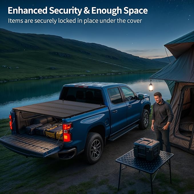 OEDRO Quad Fold Hard Truck Bed Tonneau Cover Fit for Dodge Ram 1500 (Inclu. Classic & New) 2002-2026, Fits for Dodge Ram 2500 3500 2003-2026 with 6.4ft Bed w/o Ram Box, Black