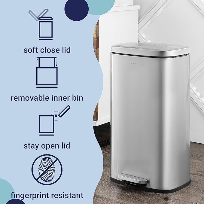 happimess HPM1011A Curtis 8-Gallon Step-Open Trash Can