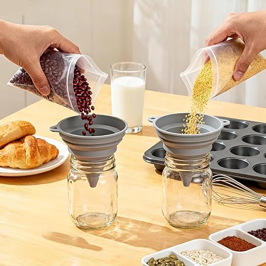 6 Pcs Funnels for Kitchen Use Filling Bottles, Silicone Funnel Small and Large