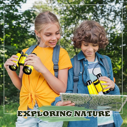Libima 24 Pcs Binoculars for Kids Educational Compact Kids Binoculars with Neck String Toddler Telescope for Boys Girls Learning Bird Watching Camping Hiking Travel Safaris Birthday Gifts(Yellow)