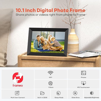 BIGASUO Digital Picture Frame, 10.1" Frameo Digital Frame WiFi
