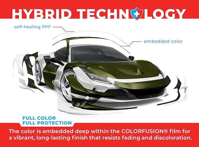 ColorFusion PPF by VViViD, Satin Stealth Combat Green Dry Apply PPF Vinyl Car Wrap Roll 60ft x 5ft