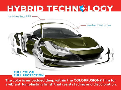 ColorFusion PPF by VViViD, Satin Stealth Combat Green Dry Apply PPF Vinyl Car Wrap Roll 60ft x 5ft