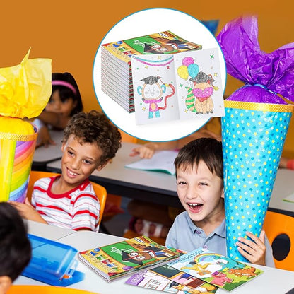 BenLouis 12 Kindergarten Graduation Mini Coloring Books Kids with 12 Stacking Crayons Preschool Classroom Party Favors Small Activity Books Bulk for Kids Student Grad Party Gift Goodie Bag Stuffers