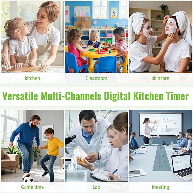 Digital Dual Kitchen Timer, 4-Channel Magnetic Countdown Timer