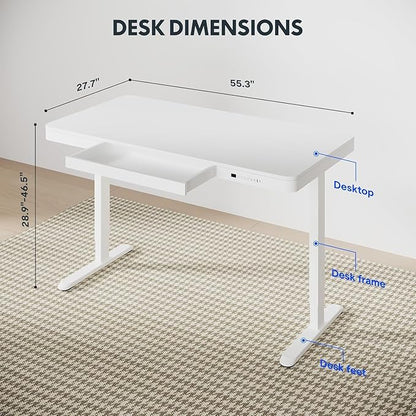 Standing Desk with Drawer, Electric Height Adjustable Home Office Desk with