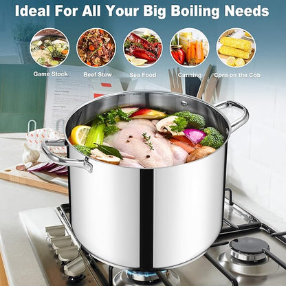 E-far 24-Quart Large Stock Pot, Stainless Steel Stockpot