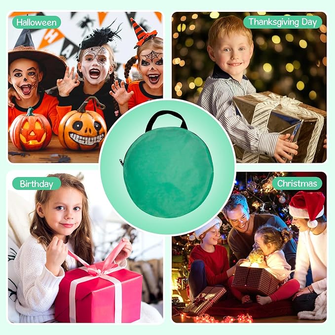 Baby Ball Pit for Toddler with 50 Balls, Pop Up Tent Kids with Star Lights for 1 2 3 Year Old Birthday Gift, 12-18 Months Baby Girl Toys with Carrying Bag, Indoor&Outdoor Play Tent for Kids(Green)