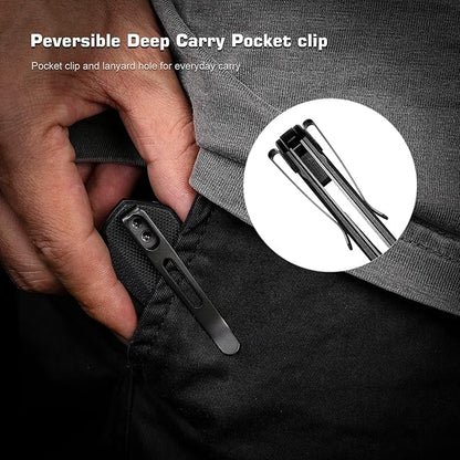 EDC Pocket Knife Rhino,3" D2 Steel Blade Durable G10 Handle, Folding Pocket Knives with Reversible Pocket Clip, Sharp Camping Hiking Pocket Knife for Men