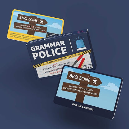 Grammar Police Game - Correct The Bad Grammar Flash Card Game - Fun Grammar Detective Game - Suitable for Family, Kids, Teenagers & Adults