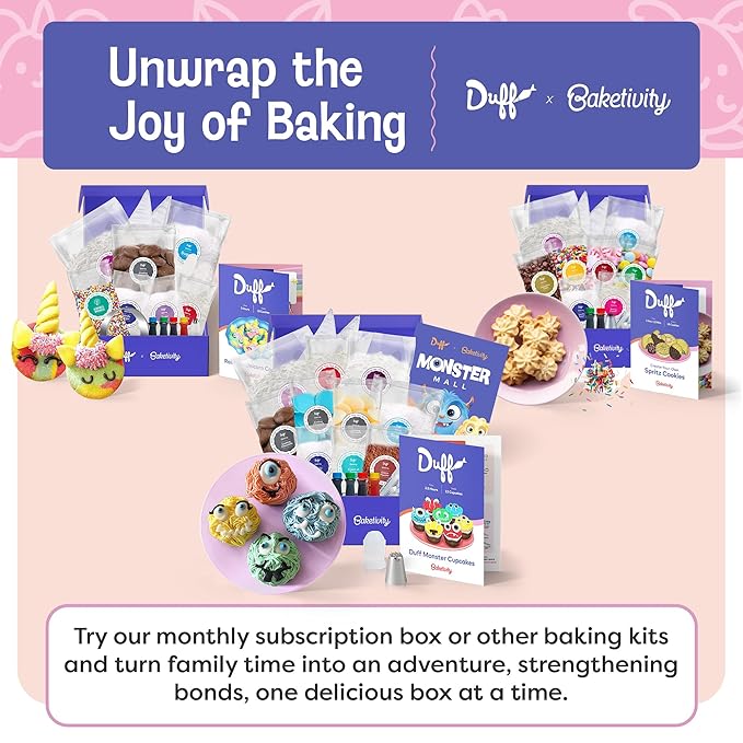 Baketivity x Duff Goldman Monster Cupcakes Kit - Cooking Set with Premeasured Ingredients, Decorating Supplies, STEM Activities - Perfect for Girls and Boys
