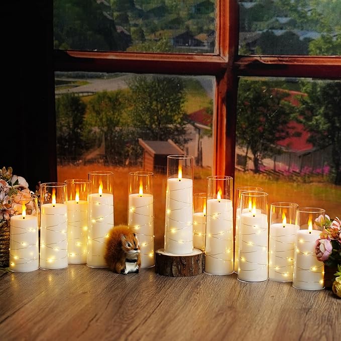 Flameless Candles with Embedded Star String, Suitable