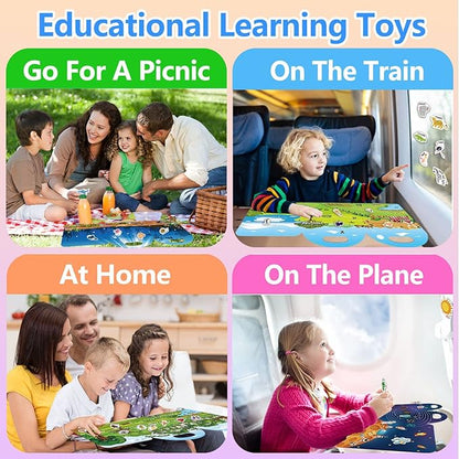 Reusable Sticker Books for Toddlers 1-3, Stickers for Toddlers 2-4 Years, Animal Stickers for Kids, Airplane Travel Essentials for Kids