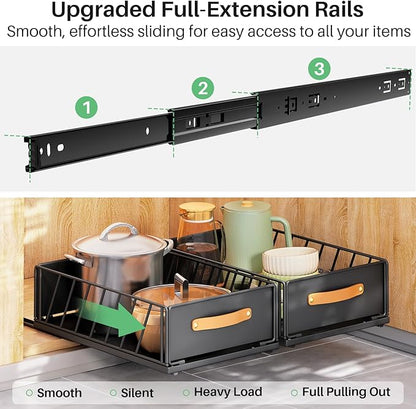 Pull out Cabinet Organizer, Heavy Duty Slide out Pantry Shelves Drawer Storage