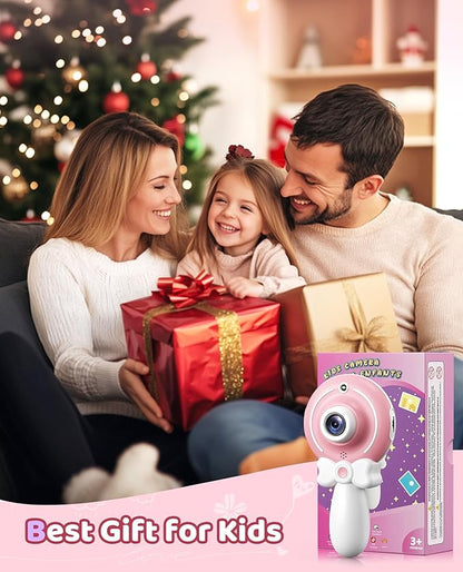 TEKFUN Kids Camera Toy for Girls - Birthday Gifts with Magic Wand Design - Digital Video Camera for Kids with 32GB SD Card - Easter Basket Essentials for Little Girl 2 3 4 5 6 Year Olds (Pink)