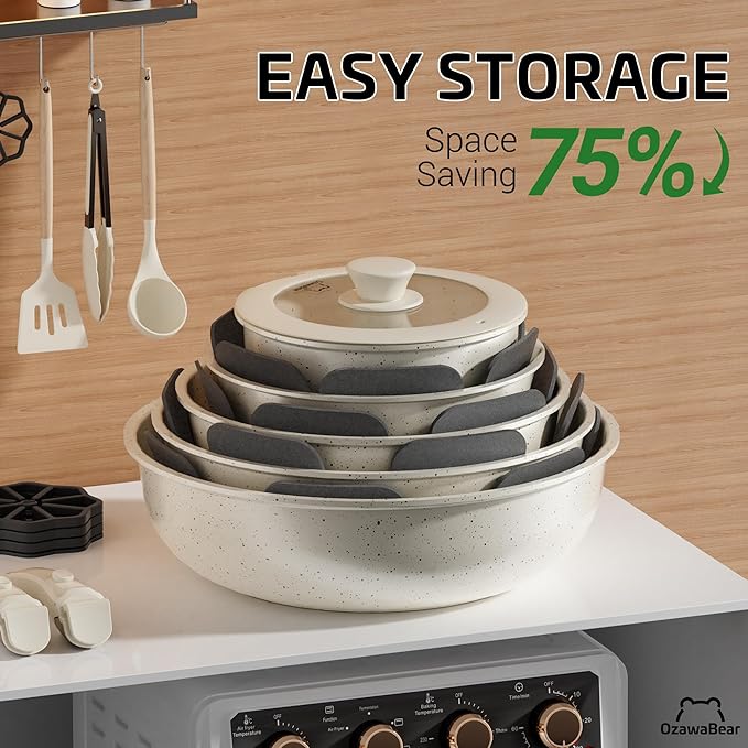 23 Pcs Pots and Pans Set Non Stick, Ceramic Cookware Set Non Toxic