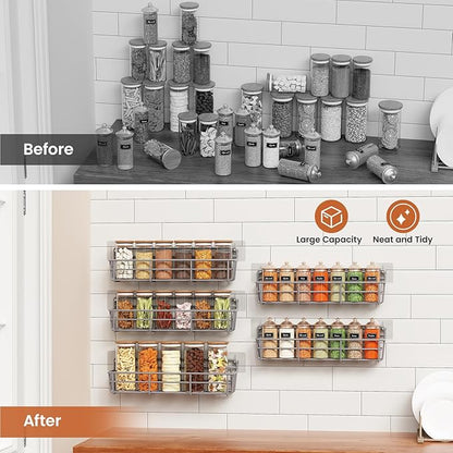 Mystozer 5 Pack Spice Rack Seasoning Organizer Wall Mount, Spice Storage Spice
