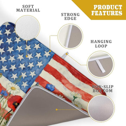 Patriotic American Flag Dish Drying Mat