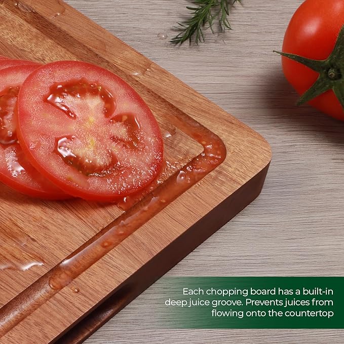 Wood Cutting Boards for Kitchen, Acacia Wooden Cutting Board Set, Charcuterie