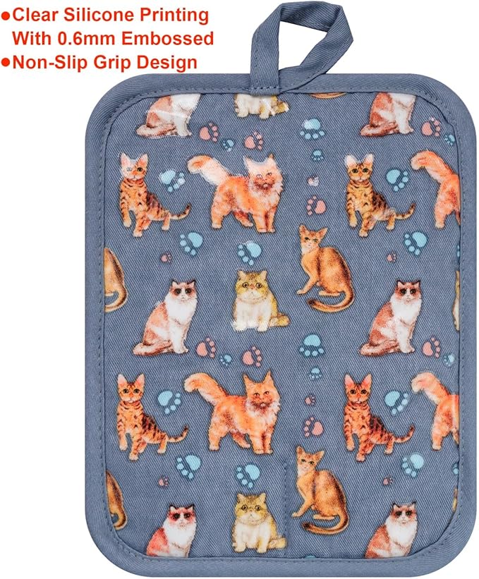 Pot Holders Set of 2 Heat Resistant 480 ℉Non Slip Clear Silicone Printed