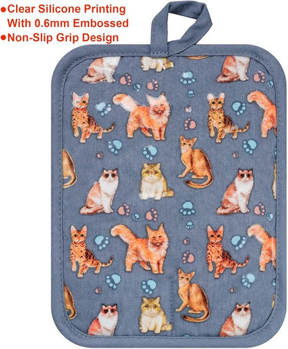 Pot Holders Set of 2 Heat Resistant 480 ℉Non Slip Clear Silicone Printed