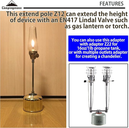 CAMPINGMOON Extension Pole Rod for Camping Lantern with Hole Punch for Empty Canister Z12/Z14 (Hole Punch + Extension Pole Rod (Z12/Z14))