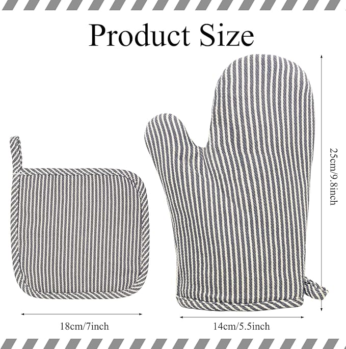 4 Pcs Oven Mitts and Pot Holders Heat Resistant Oven Mitts Sets Non Slip Oven