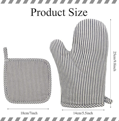 4 Pcs Oven Mitts and Pot Holders Heat Resistant Oven Mitts Sets Non Slip Oven