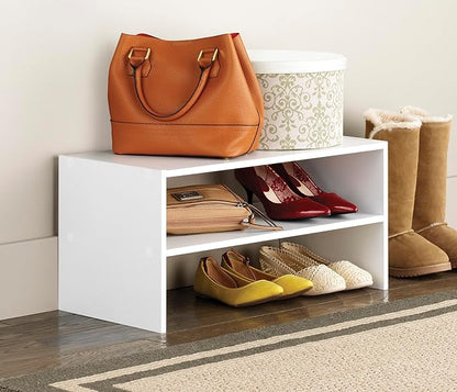 Whitmor Wood Stackable 2-Shelf Shoe Rack, 24 inches，2 Pack