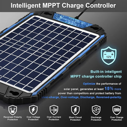 SUNER POWER Waterproof 10W 12V Solar Battery Charger & Maintainer Pro, Built-in