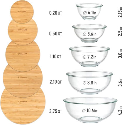 Stackable Space-Saving Set of 5 Nesting Glass Bowls