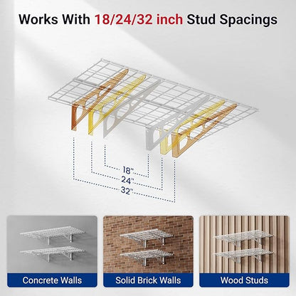 FLEXIMOUNTS 2-Pack 2x4ft 24-inch-by-48-inch Wall Shelf Garage Storage Rack Wall