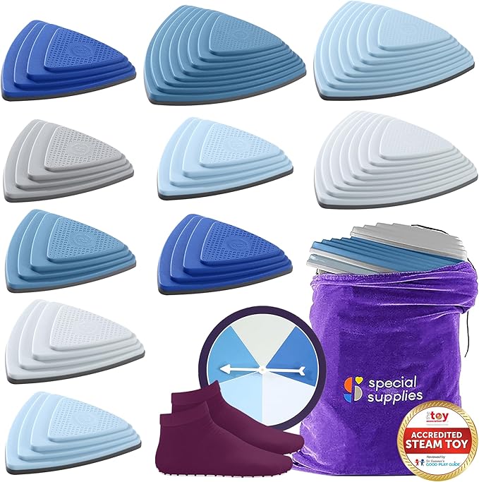 Special Supplies 10 Stepping Stones for Kids Indoor and Outdoor Balance Blocks Promote Coordination, Balance Strength Child Safe Rubber, Non-Slip Edging