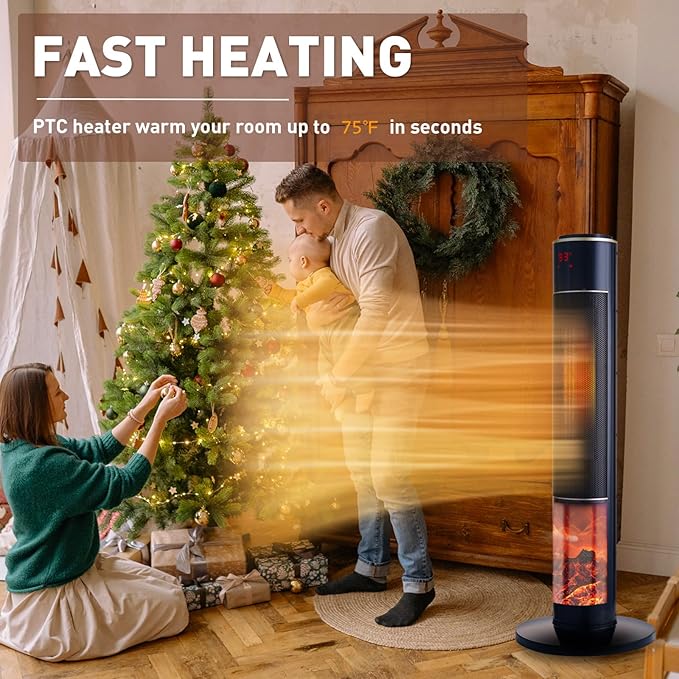Portable Electric Space Heater for Large Room 37" Ceramic Tower Heater