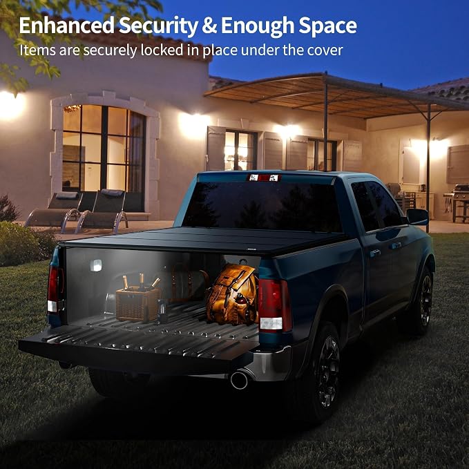 OEDRO FRP Hard Tri-fold Tonneau Cover Fold Truck Bed Covers Fits for Toyota Tacoma 2005-2015 (Excl. Trail Edition) with 6 Feet Bed with Tacoma Bed Rail