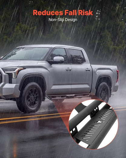 VEVOR Running Boards Compatible with 2019-2025 Chevy Silverado/GMC Sierra 1500 Crew Cab 2020-2025 Chevy Silverado/GMC Sierra 2500HD 3500HD Crew Cab,6 Inches Side Steps, Black Carbon Steel Nerf Bars