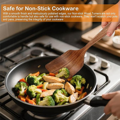 Wooden Spoons for Cooking, 4 Piece Natural Premium Teak Wooden Cooking Utensils