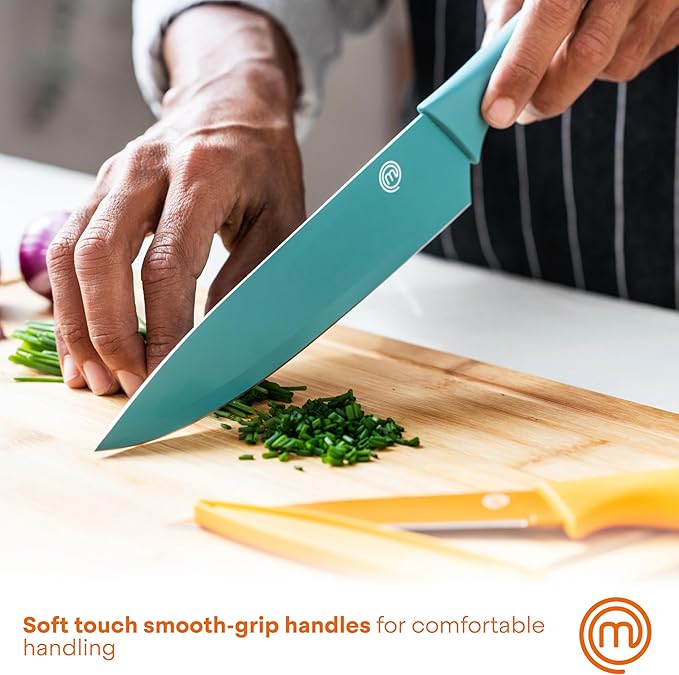 MasterChef Knife Block Set of 6 Kitchen Knives, Extra Sharp Stainless Steel