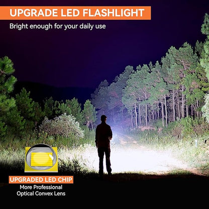 LETMY Tactical Flashlight S2000-2 Pack Bright Military Grade LED Flashlights High Lumens - Portable Handheld Flash Light, 5 Modes Zoomable Waterproof Flashlights for Home Emergency Camping- Orange