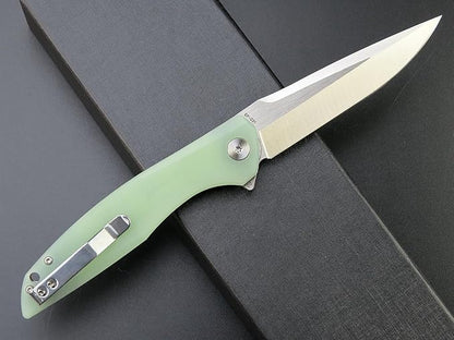 Eafengrow EF231 Folding Knife D2 Steel Blade G10 Handle Scales EDC Tool Knives for Working Outdoor Camping Hiking Fishing(jade)